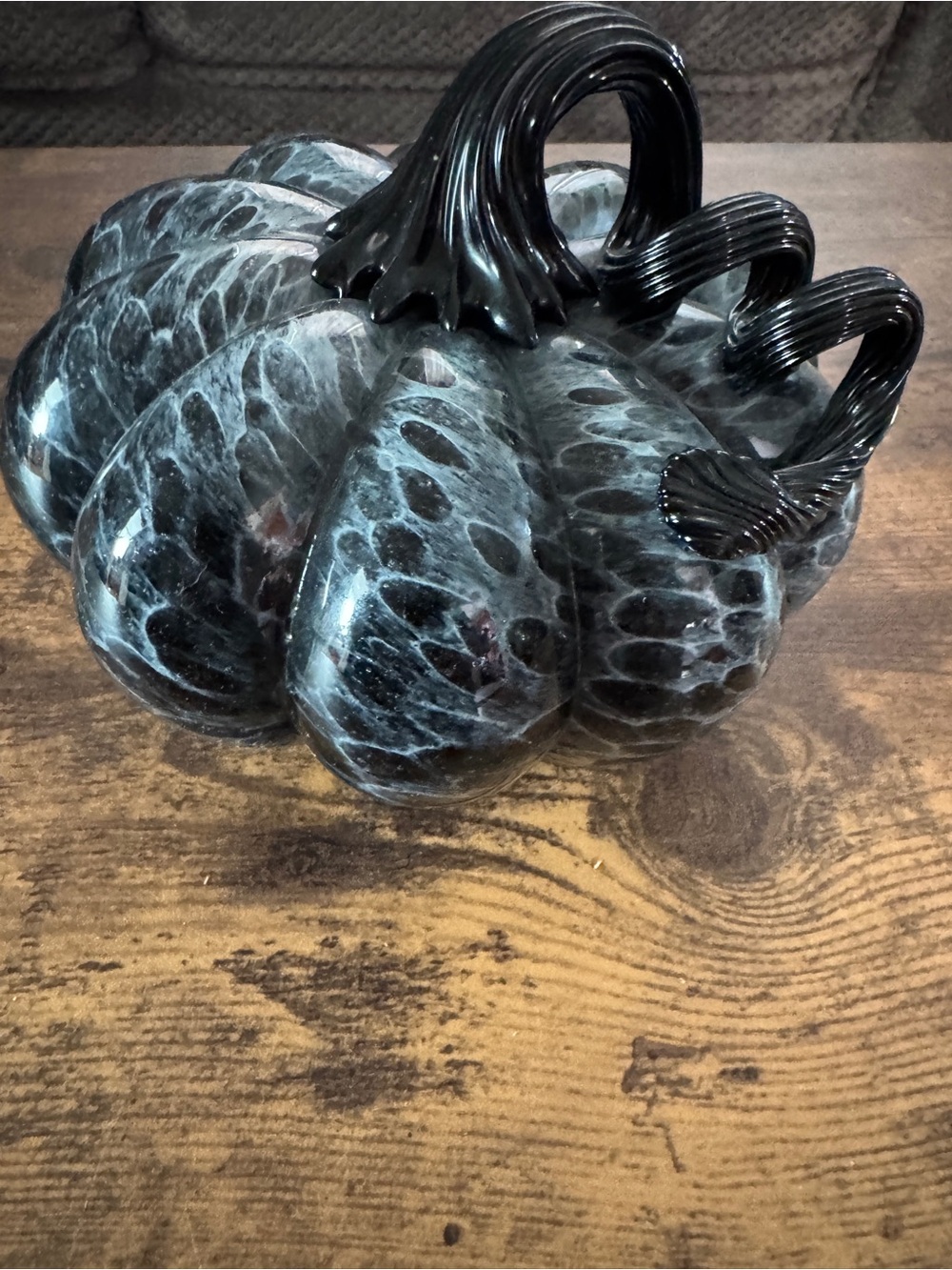 Mikasa Handblown Glass Pumpkin Accent - Black and Gray - Picture 7 of 11